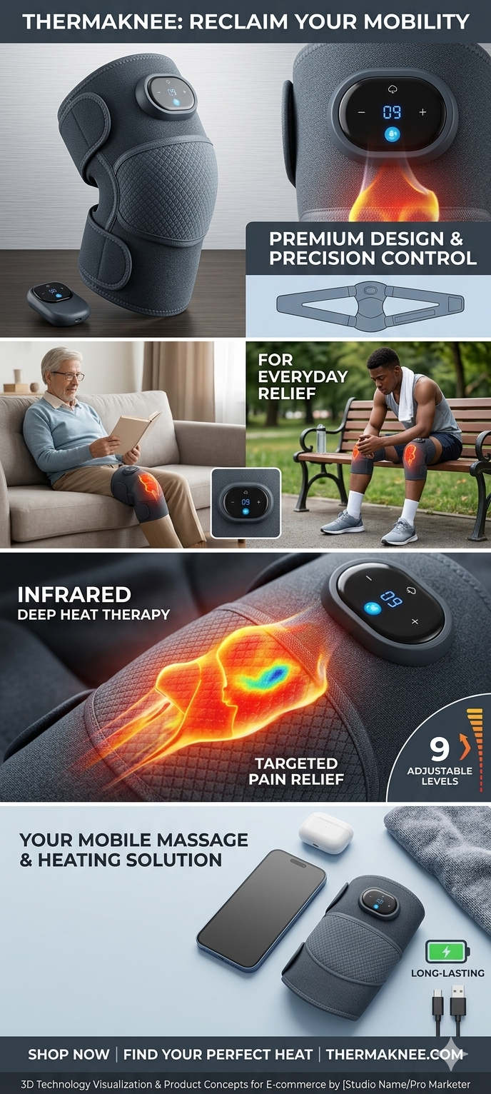 Kinetix Pro | Masajeador de Rodilla con Calor Infrarrojo y Vibración